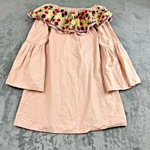 Velzera Womens Dress Size S Flare Sleeve Heavily Embroidered Boho Cottagecore